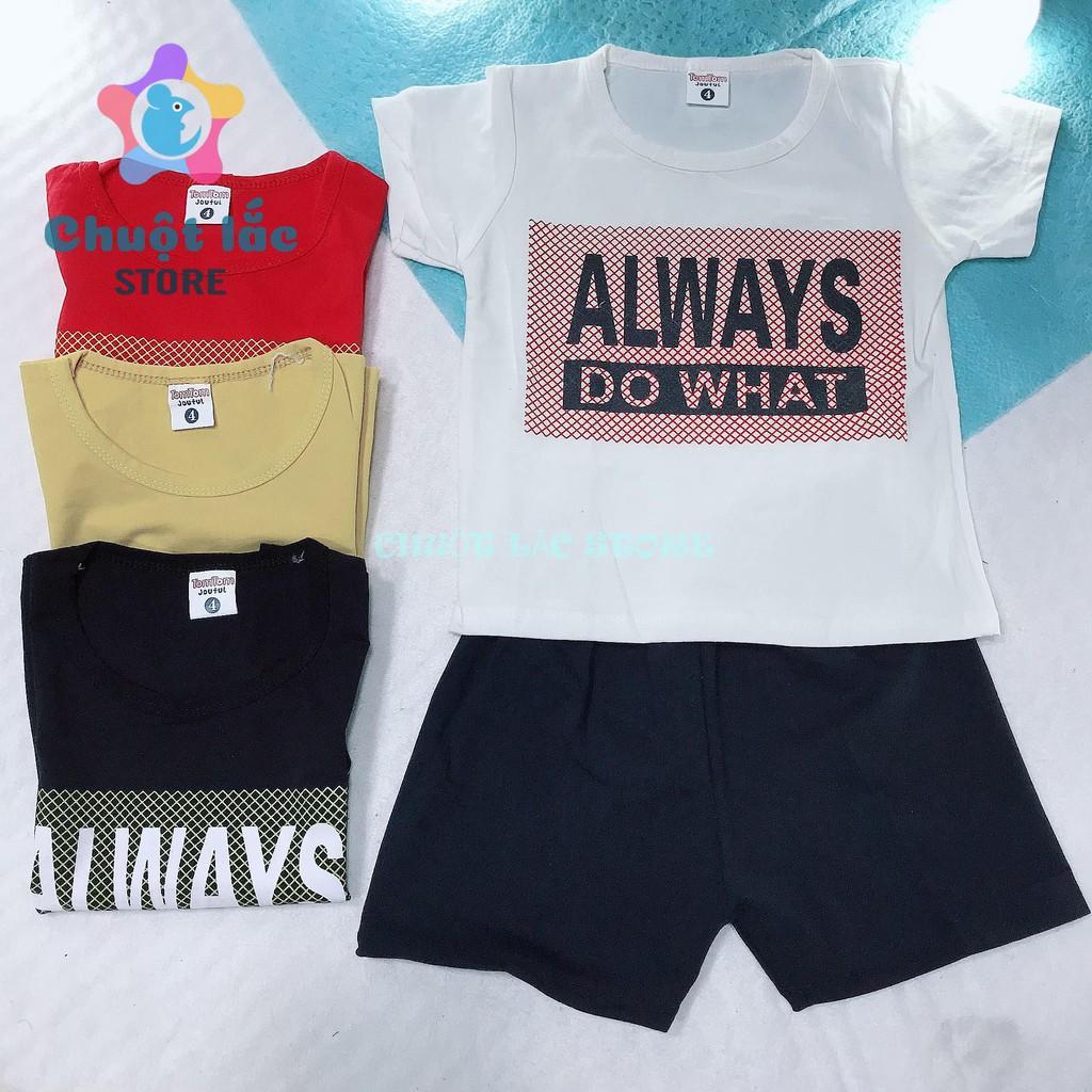 Bộ quần áo bé trai cotton in chữ allway do what cho bé từ 8kg đến 20kg