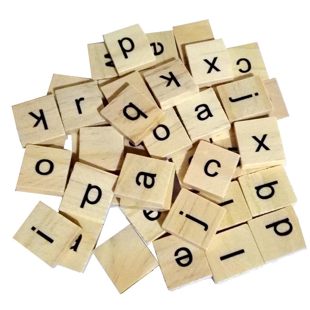 200 Pieces Wood Number Letters Tile Puzzle Blocks for Scrapbooking DIY Kids Crafts Game Toys