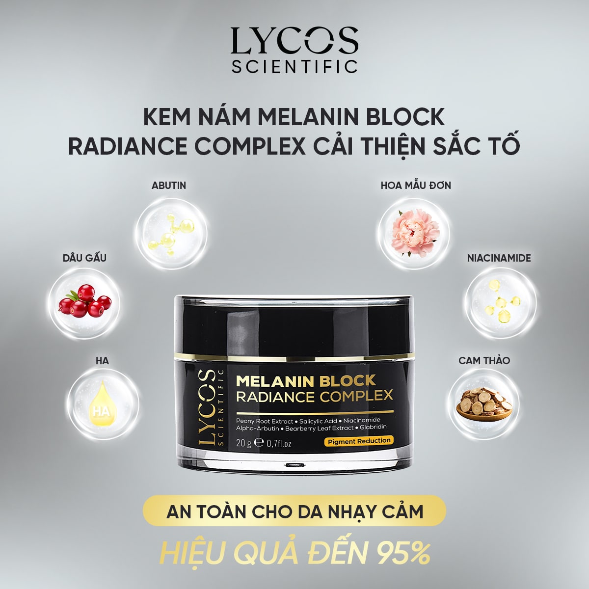 Kem Nám Đêm MELANIN BLOCK LYCOS, Kem Nám Lycos: giảm thâm nám tàn nhang, dưỡng trắng da. hiệu quả lên đến 99%