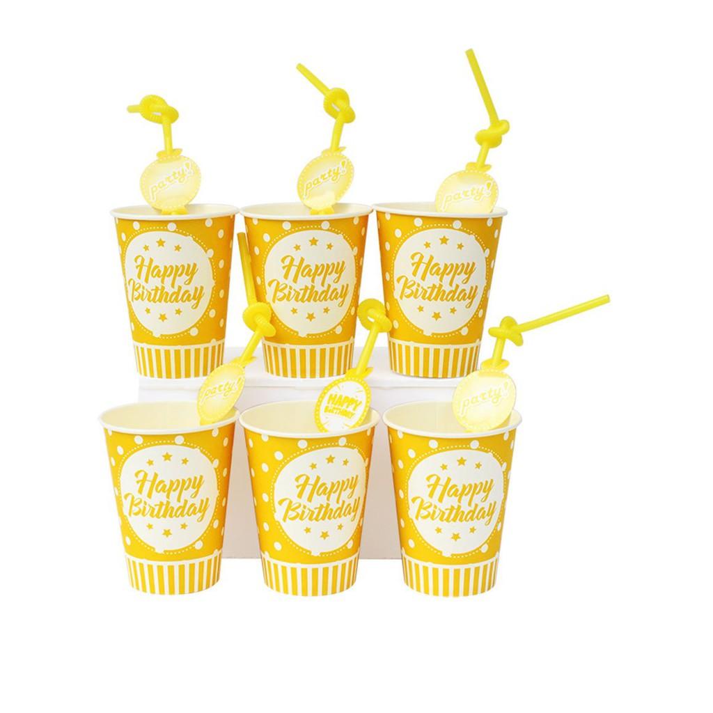 Set 6 cái Ly Giấy Chủ Đề Màu Trơn