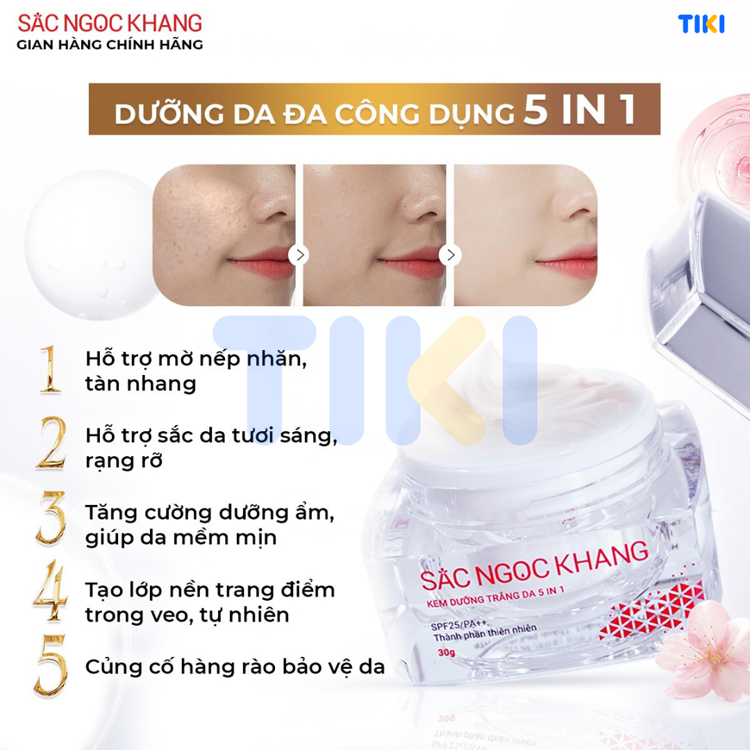 Bộ kem dưỡng ngày và đêm: Kem ban ngày 5 trong 1 (30ml) + Kem ban đêm (30g) giúp dưỡng ẩm, nâng tông, sáng da, làm mờ vết thâm, sạm, nám
