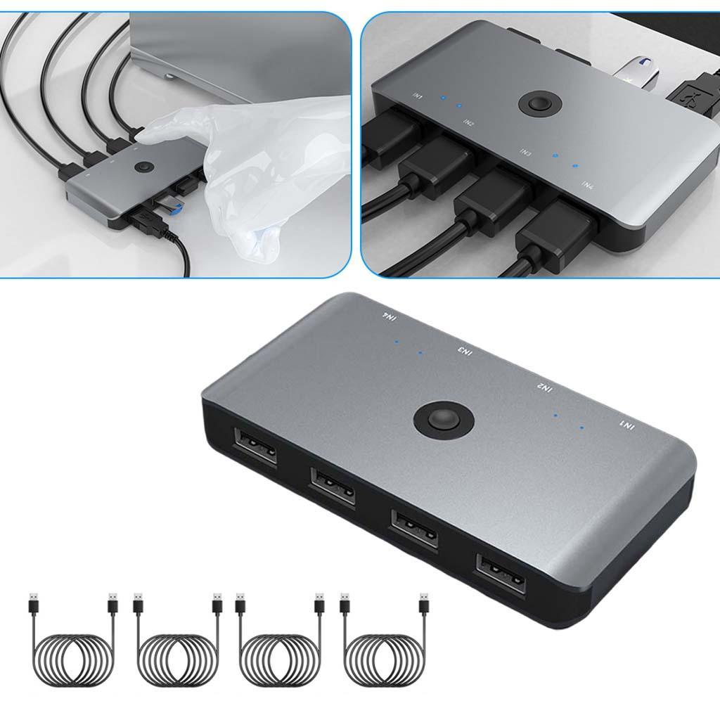Switcher Selector KVM Switcher USB 2.0 4 in 4 Output ,Micro USB