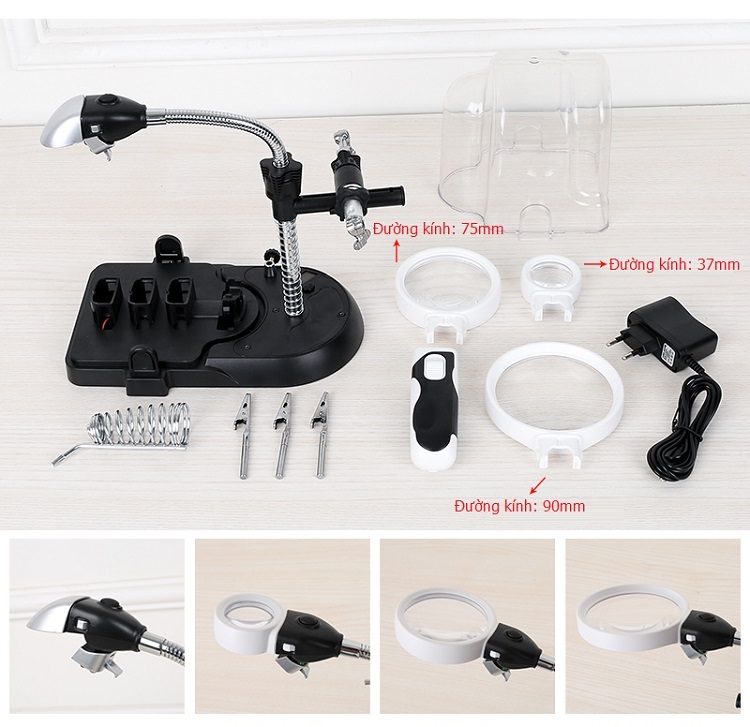 Kính lúp hàn mạch V5 có đèn led hỗ trợ sửa chữa