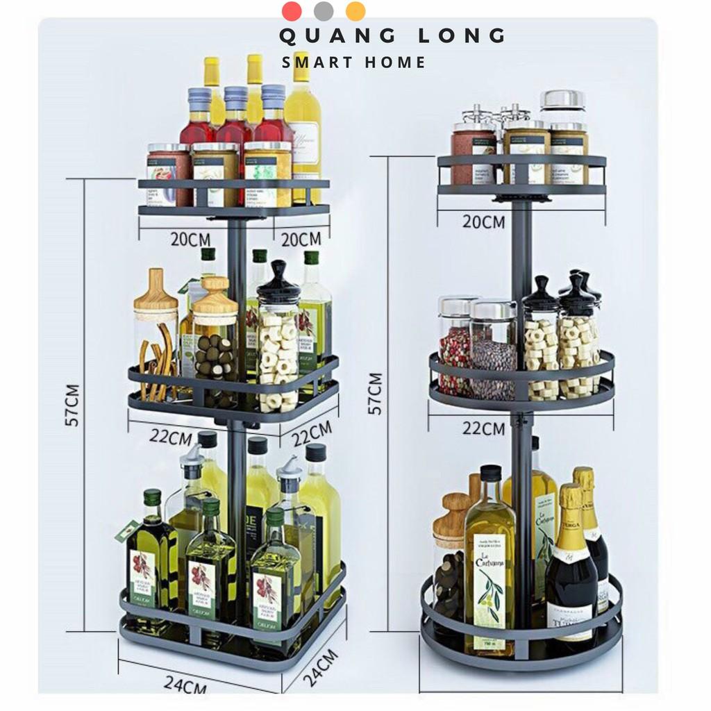 Kệ gia vị xoay 360 độ kệ đựng gia vị đa năng giá đựng đồ đa năng Nhà Bếp, Phòng Khách, phòng tắm 2/3 Tầng