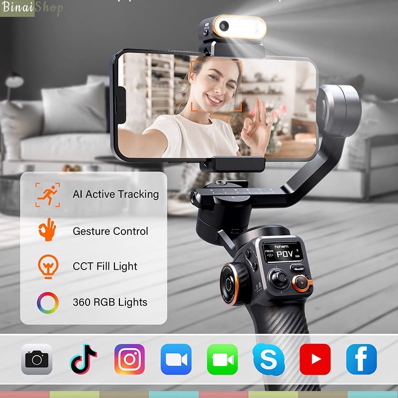 Hohem Isteady M6 / M6 KIT - Gimbal Chống Rung Cho Smartphone, Tích Hợp Cảm Biến AI, Tải Trọng 400g - Hàng chính hãng