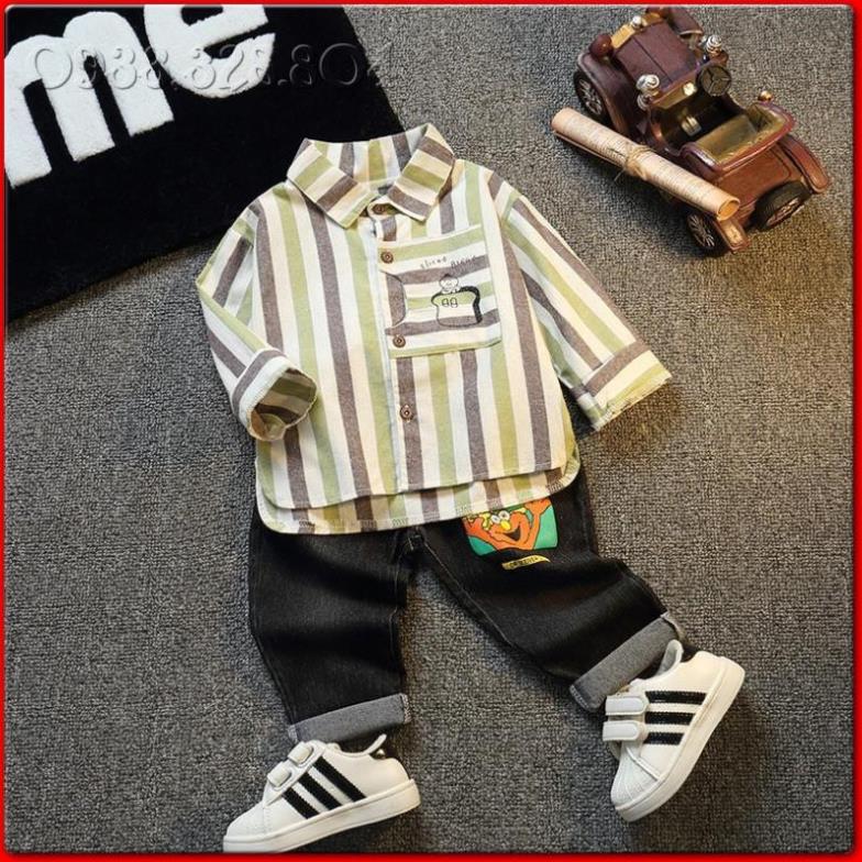 BS7 Size80-120 (8-23Kg) Set bộ bé trai (Áo sơ mi - Quần jean) Quần áo trẻ em hàng quảng châu