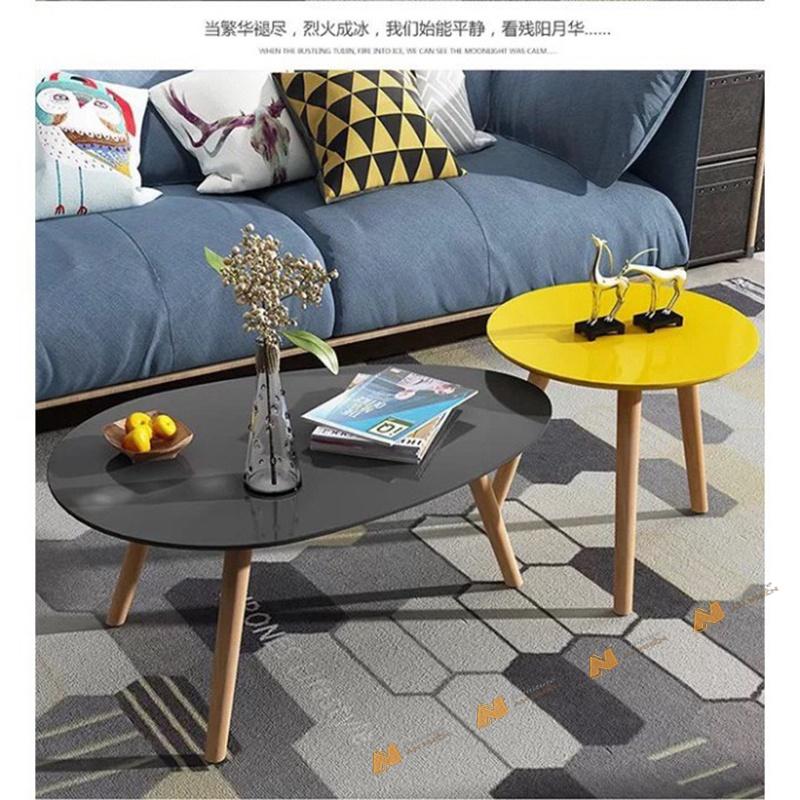 Made in VN bàn trà sofa hình trứng chân gỗ tiện sơn lót PU gỗ mdf 17mm công ty Mộc Phát độ bền trên 30 năm AN045