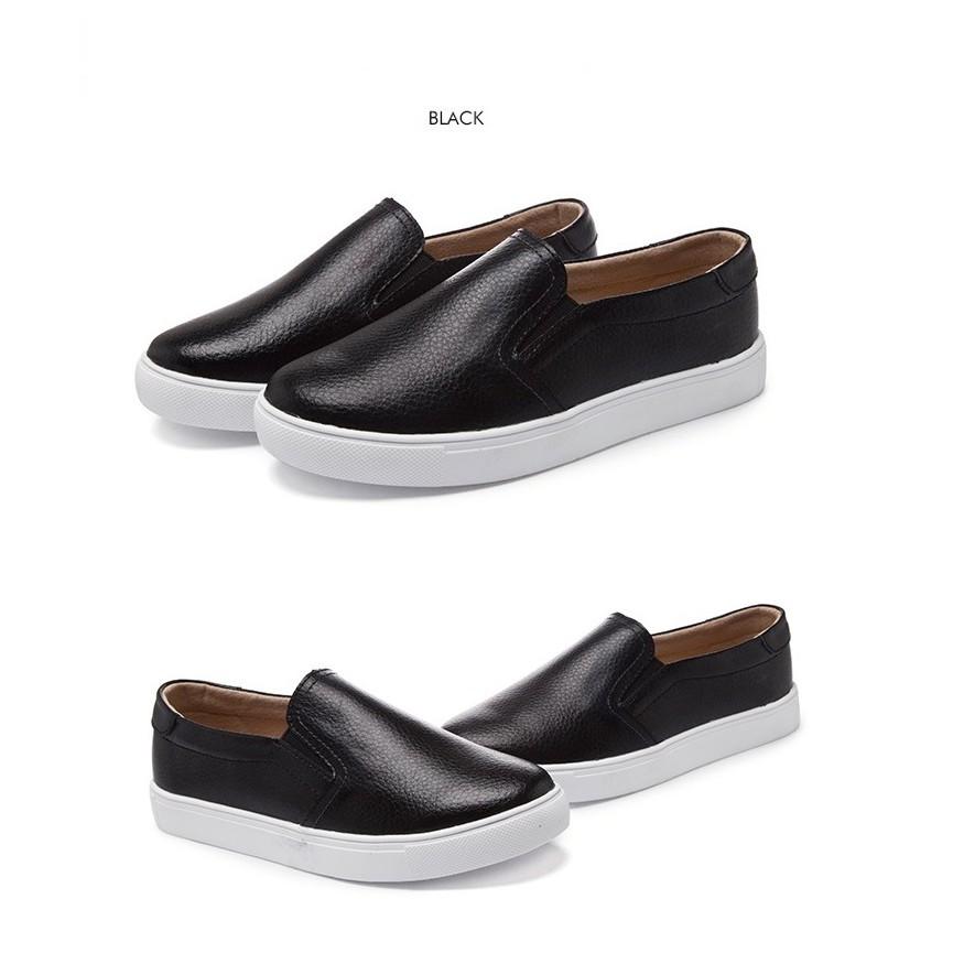 Slip on nữ da bò - Giày lười da nữ dáng classic - Chất liệu bò màu (đen) và (trắng) - Mã SP 301