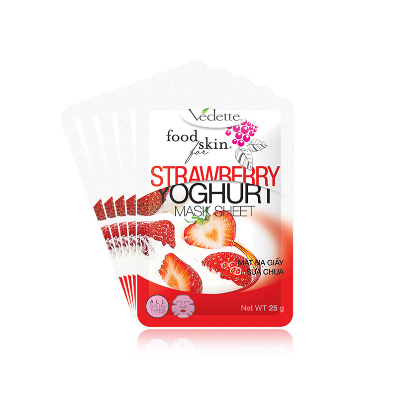 Lô 5 Mặt Nạ Giấy Sữa Chua Vedette Dâu 25g