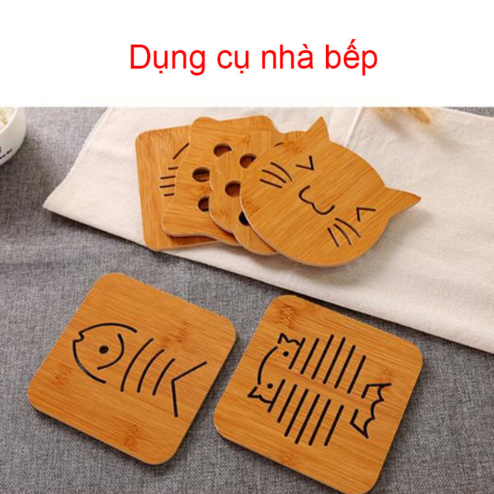 COMBO 4 TẤM LÓT NỒI, CỐC CHÉN CÁCH NHIỆT CHỐNG NÓNG BẰNG GỖ