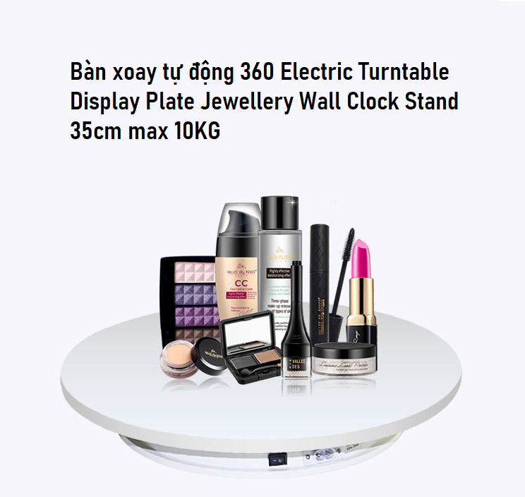 Bàn xoay tự động 360 Electric Turntable Display Plate Jewellery Wall Clock Stand 35cm max 10KG