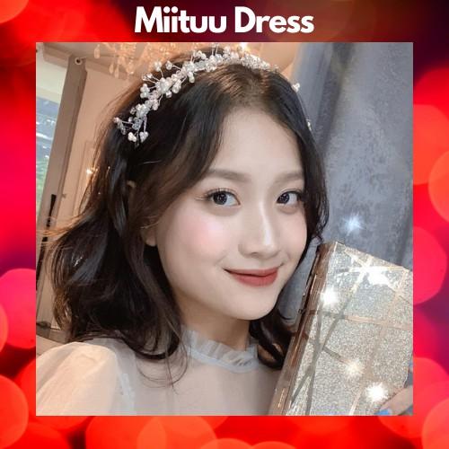 Bờm tóc đính đá pha lê nhân tạo kẹp tóc lấp lánh thời trang sang trọng tiểu thư xinh xắn Miituu BN