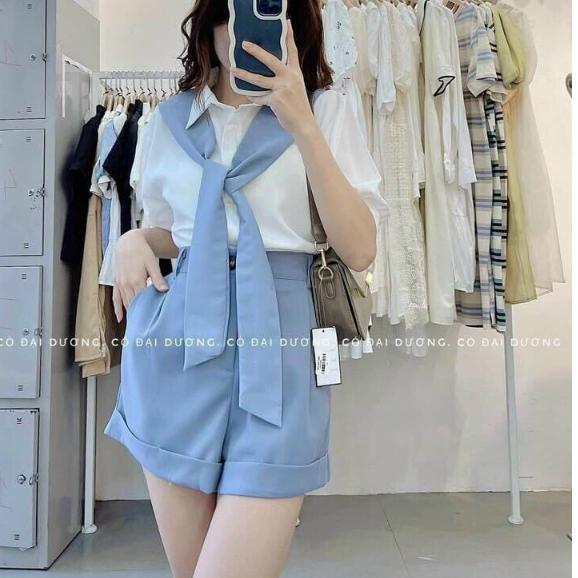Áo kiểu,áo sơ mi, sơ mi kèm khăn cavat chất áo thoải mái dày dặn Trendy Clothing