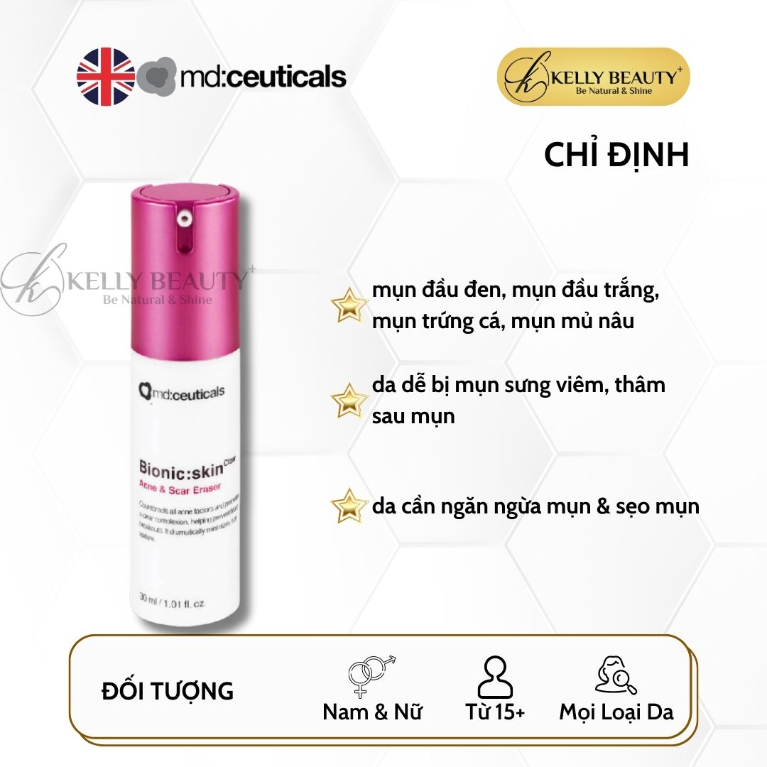 Kem Mụn và Sẹo Mụn BIONIC: Skinclear Acne &amp; Scar Eraser - MD:Ceuticals | Kelly Beauty