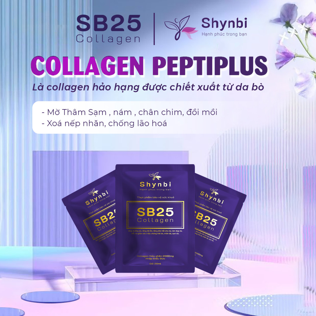 combo 2 hộp Sb25 Collagen Nước Uống Đẹp Da - Collagen Dạng Nước Bổ Sung Collagen Giúp Sáng Da Hộp 20 gói x 20 ml