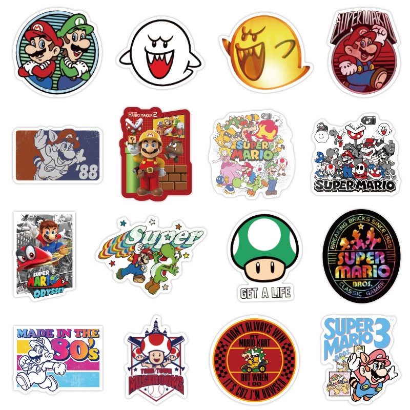 Sticker 50 miếng hình dán mario setB