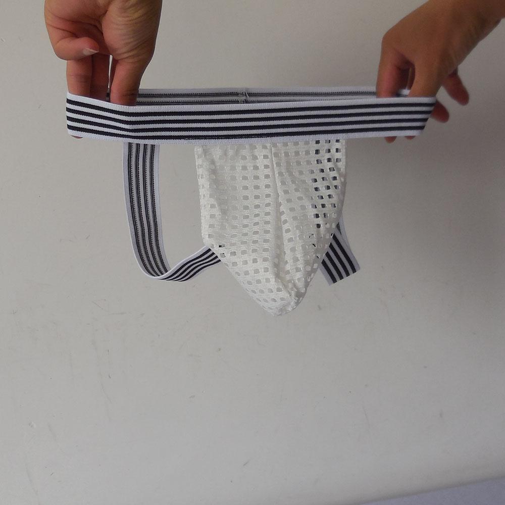 2-3pack Men's Low Waist Openwork See-Through Mesh Briefs T-Back G-String White