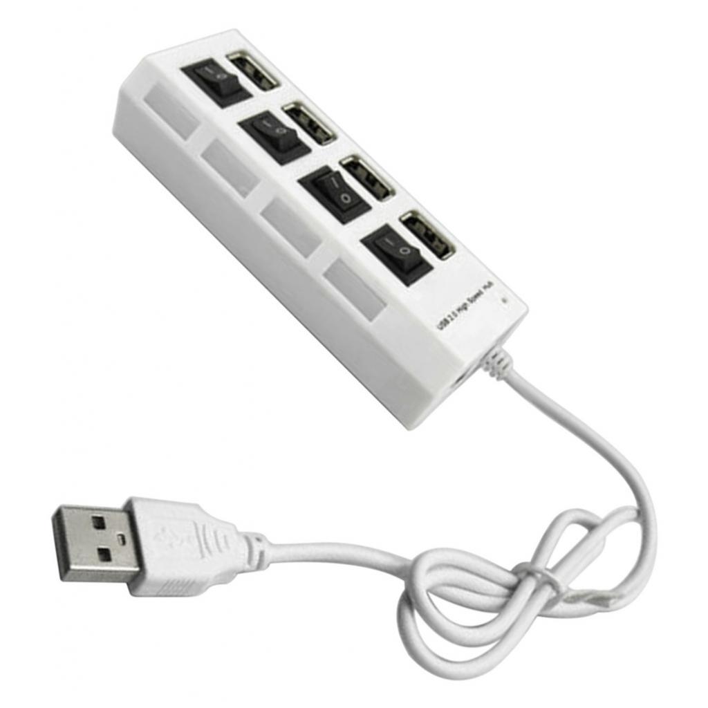 4 Port USB Splitter Portable Data Hub with Individual On/Off Switch and LED