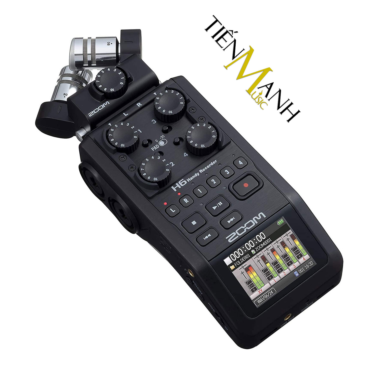 Combo Máy Thu Ghi Âm Mic Zoom H6 Black Và Phụ Kiện APH6 - Thiết Bị Cầm Tay Kỹ Thuật Số Microphone Stereo Hàng Chính Hãng