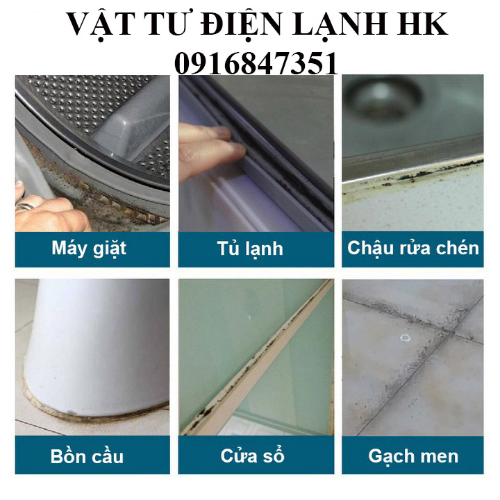 Bột HK-01 tẩy gioăng cửa máy giặt - tủ lạnh - bồn bếp , chuyên dụng khử nấm mốc ron MG TL roong rông