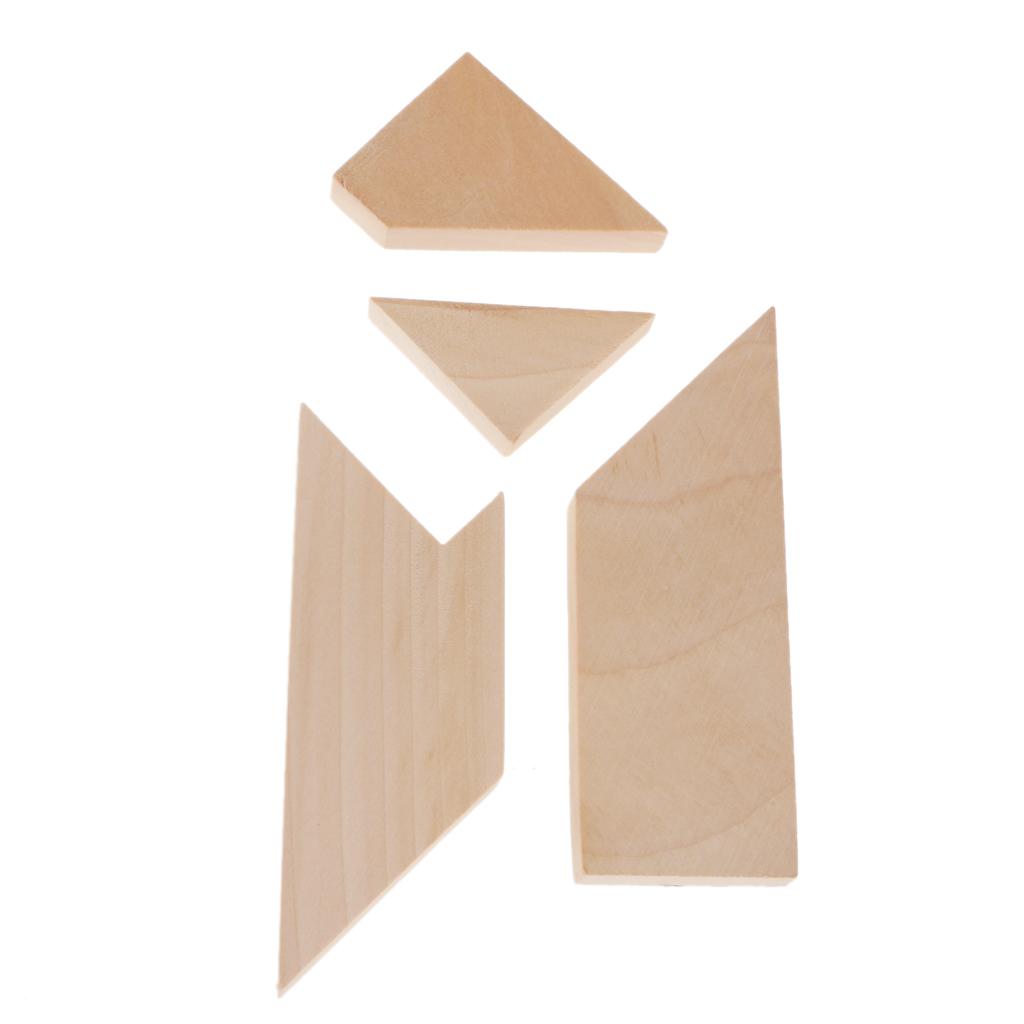 Wooden T Shape Puzzle Toy Vintage Game Tangram Style Family Play Kid Gift