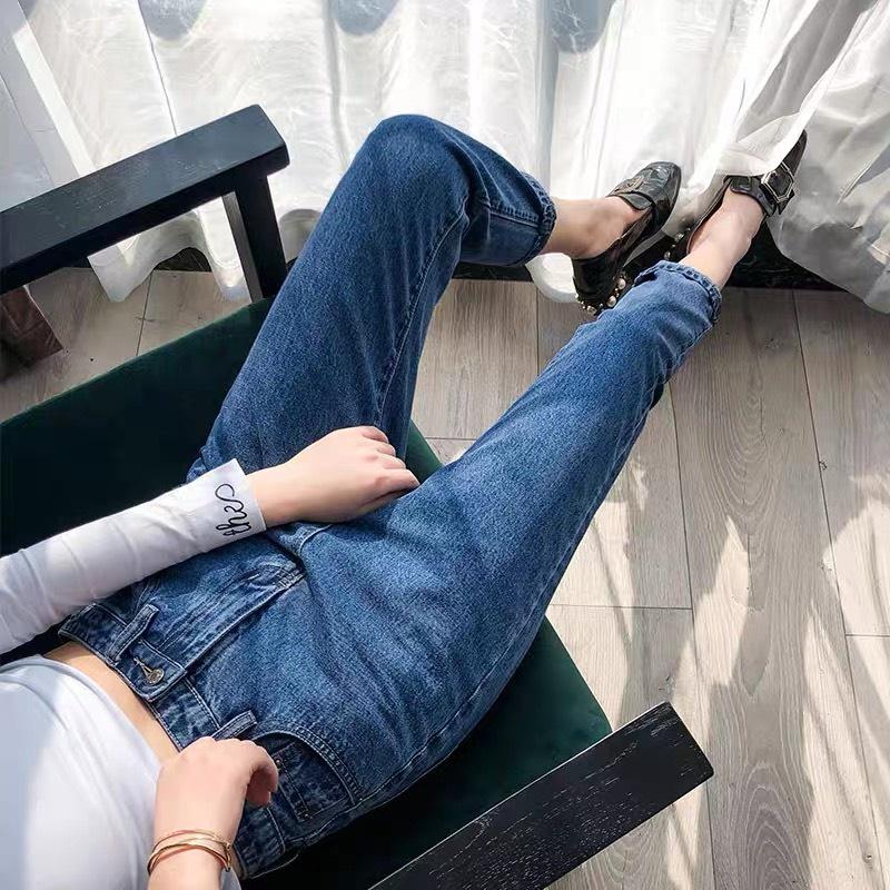 Quần Baggy jean nữ màu xanh đậm trơn truyền thống đẹp y hình đủ size 40kg đến 82kg