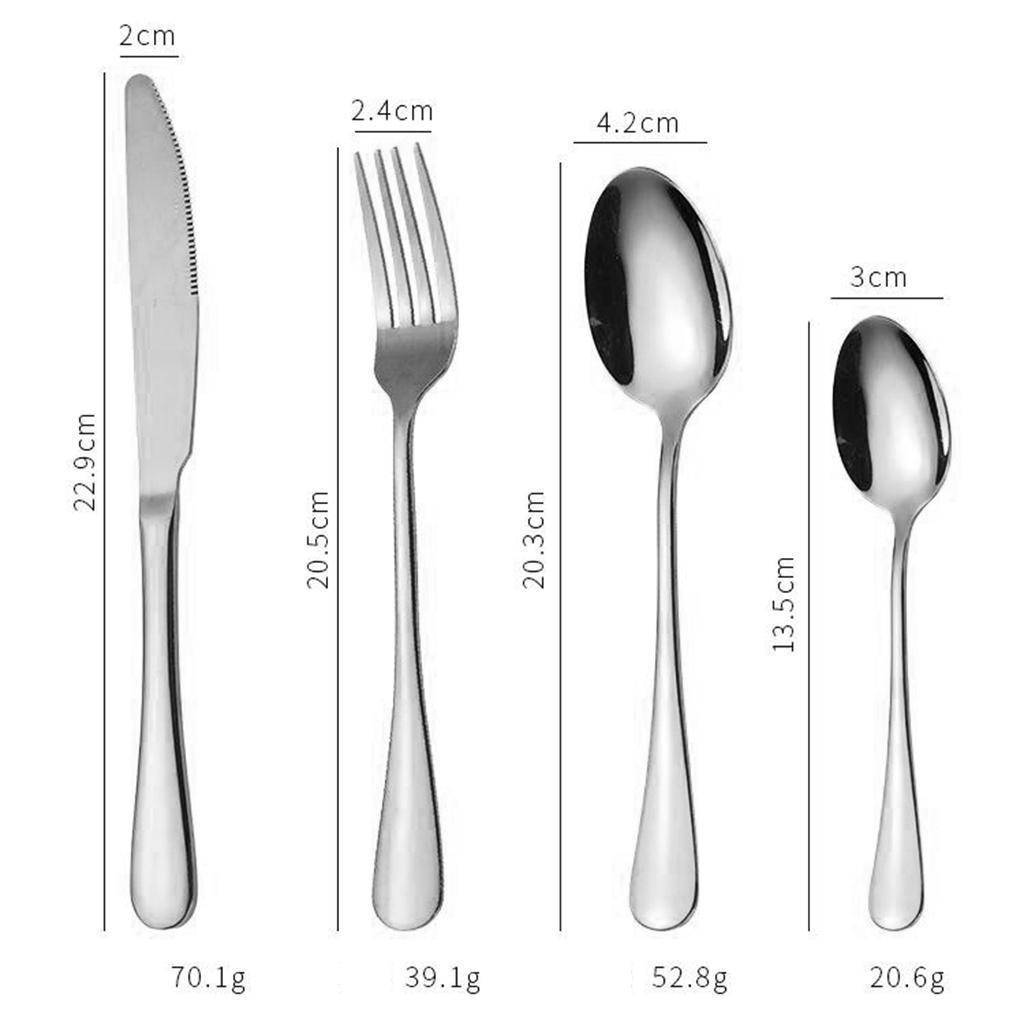 Stainless Steel Cutlery Set Spoon Fork Knife 4 piece Set Silver