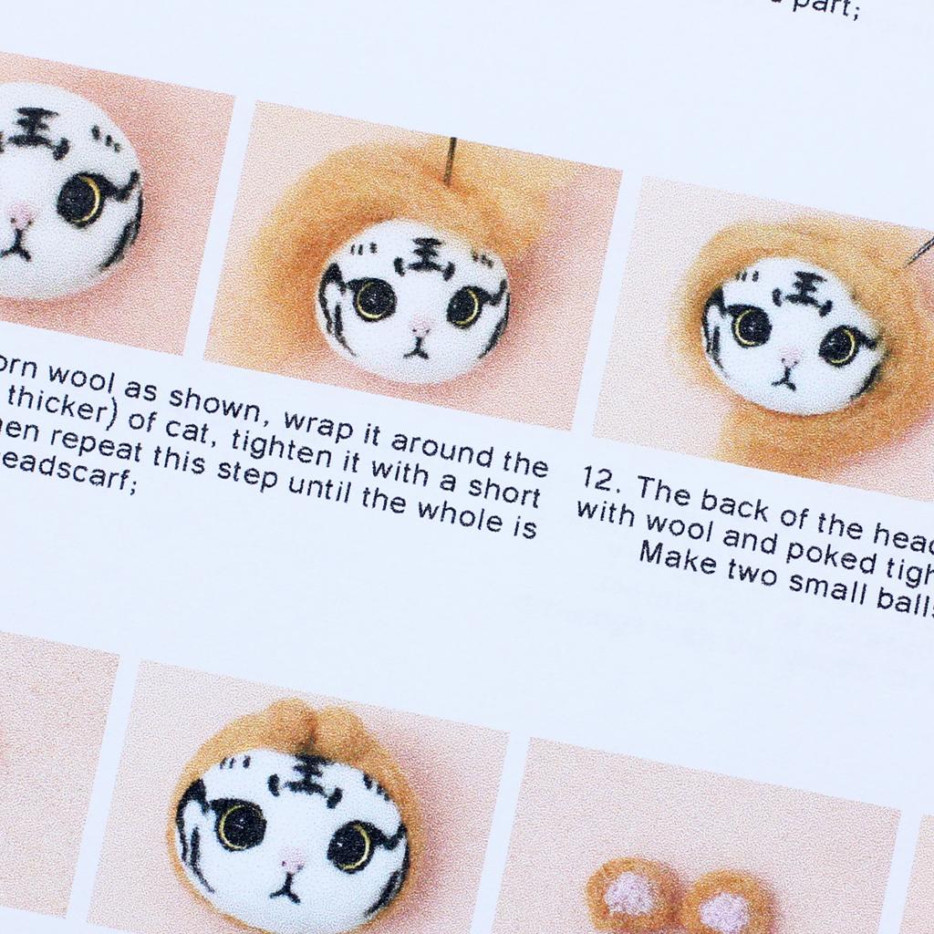 1 Set Cat Shape Felting Kit Felting Wool Handmade For Kids DIY Craft