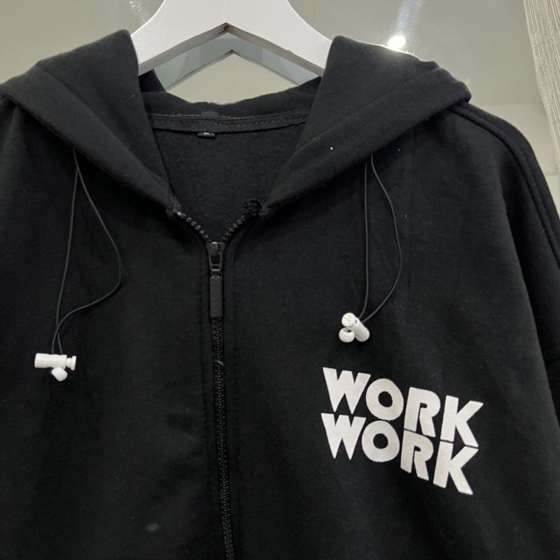Áo khoác nỉ lót bông form rộng WORK unisex (nam nữ mặc được)