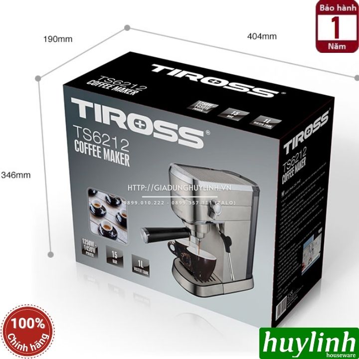 Máy Pha Cà Phê Gia Đình Espresso Tiross TS6212 - Hàng chính hãng