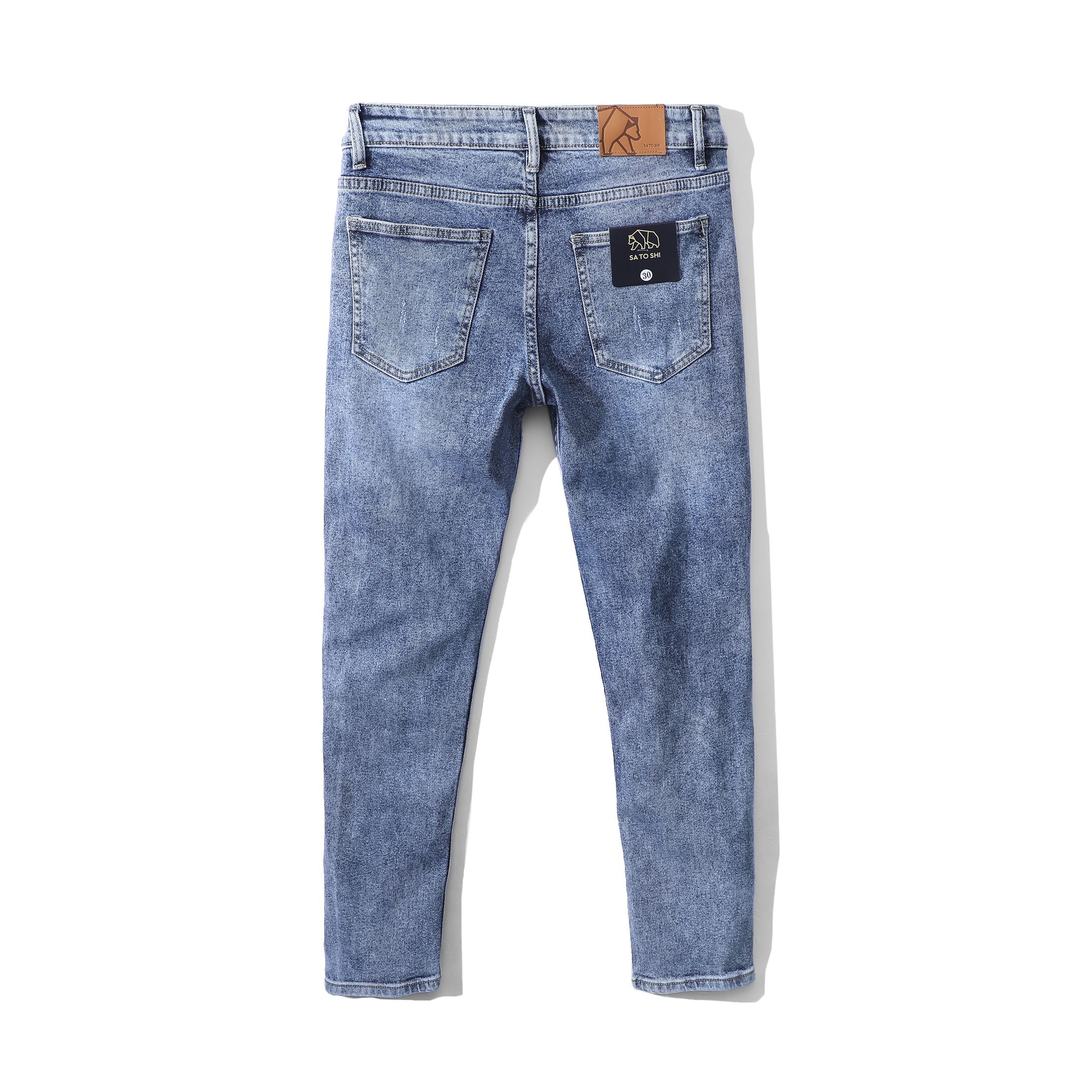 Quần jean nam SATOSHI SAQJ67 xanh wash form slimfit , phong cách trẻ trung, năng động