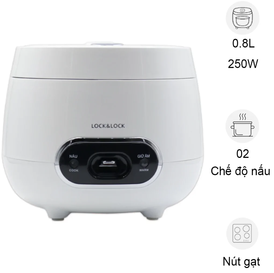 Nồi Cơm Điện Lock&amp;Lock Mechanical Rice Cooker EJR426WHT 0.8 Lít - Hàng chính hãng
