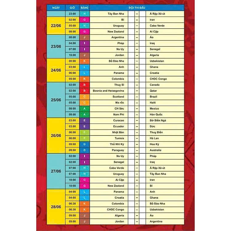 (Bản gấp gọn) LỊCH THI ĐẤU BÓNG ĐÁ WORLD CUP 2026 – ndbooks