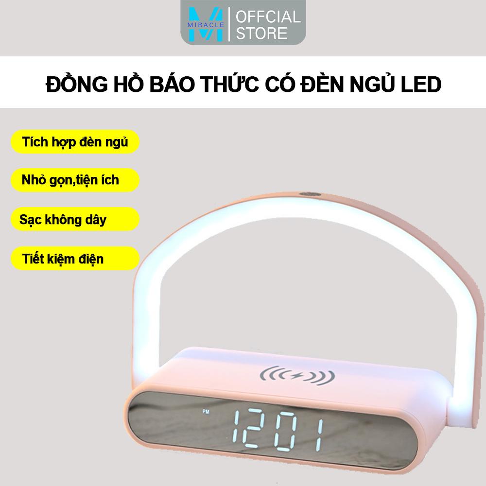 Đồng hồ báo thức tích hợp sạc không dây có thể làm đèn ngủ M1192