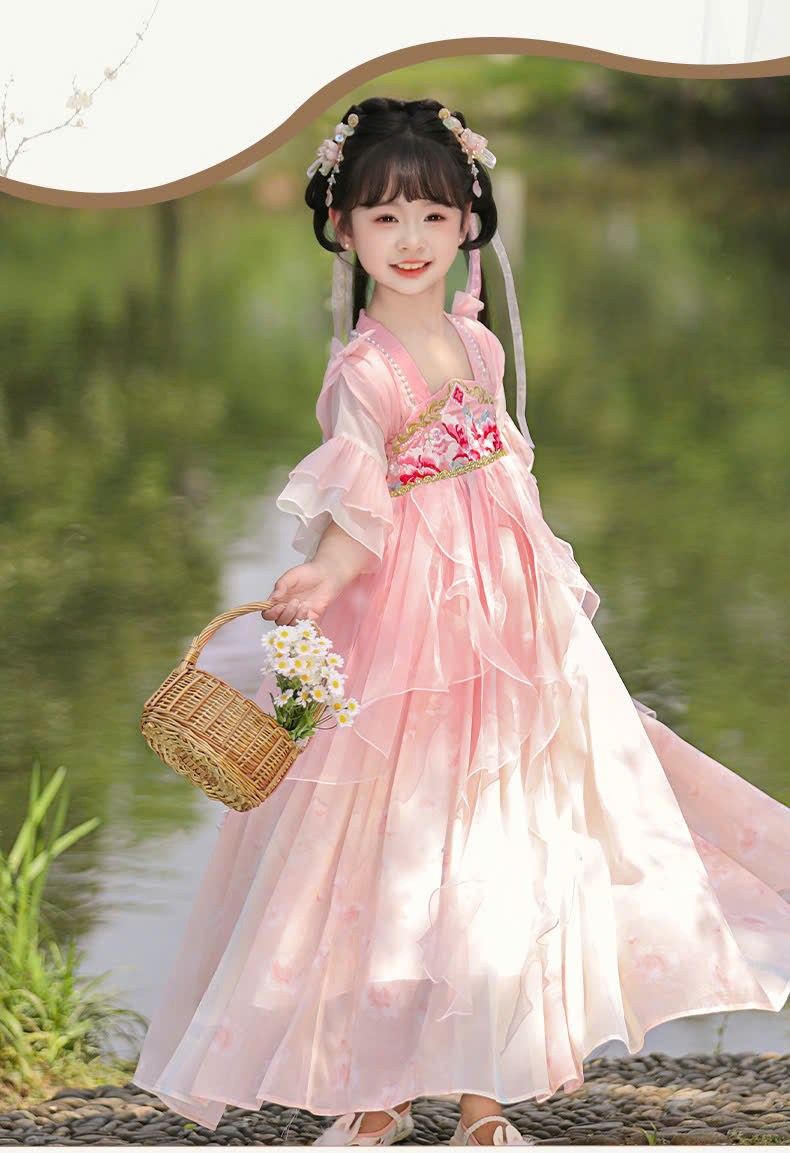 Đầm váy công chúa cổ trang hanfu hán phục cho bé gái diện lễ tết trung thu biểu diễn múa 100-170 hàng Quảng Châu