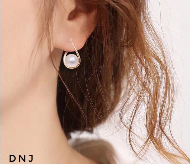 Bông tai bạc gắn trai chất liệu bạc s925 MS066