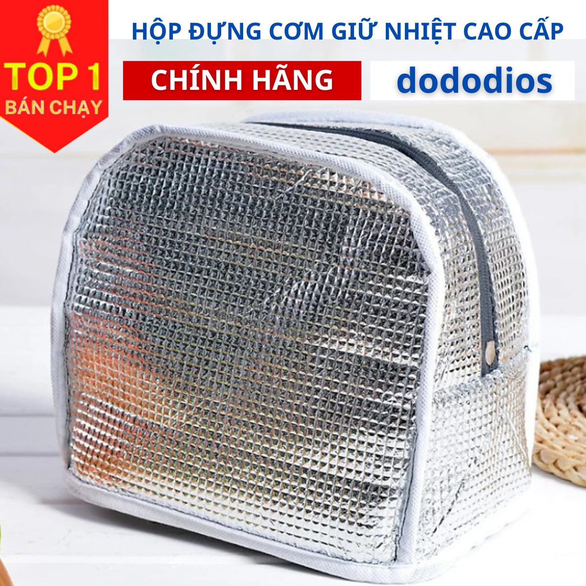 Túi đựng cơm giữ nhiệt DoDoDios đựng hộp cơm văn phòng size lớn đơn sắc khóa kéo, tay xách tiện dụng TDC02, Túi Đựng Hộp Cơm Giữ Nhiệt Cao Cấp - Con Hạc