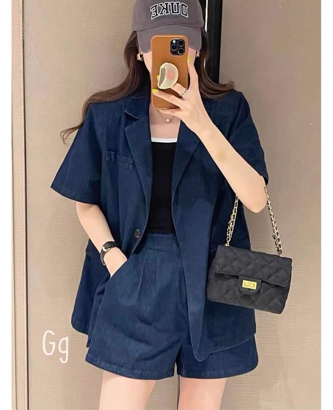 Sét jean 3 món đùi kèm áo trong