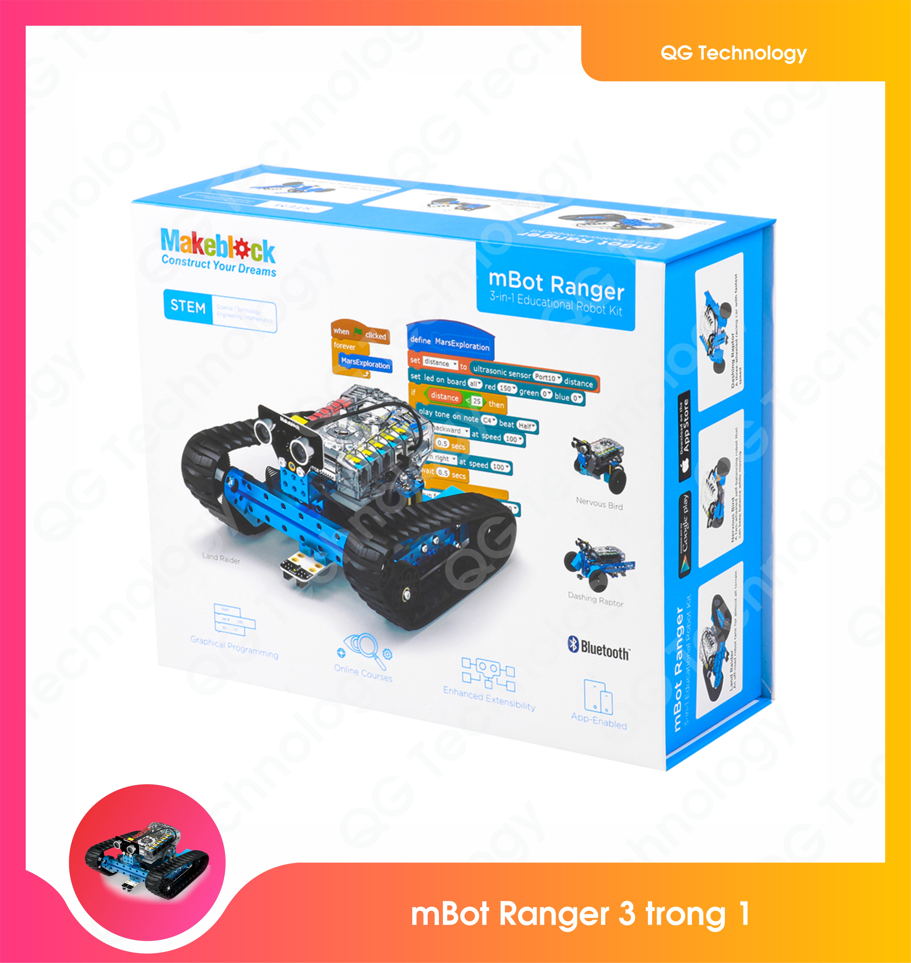 Robot mBot Ranger Robot Kit (Bluetooth Ver) - Robot lập trình cho trẻ 7 tuổi trở lên