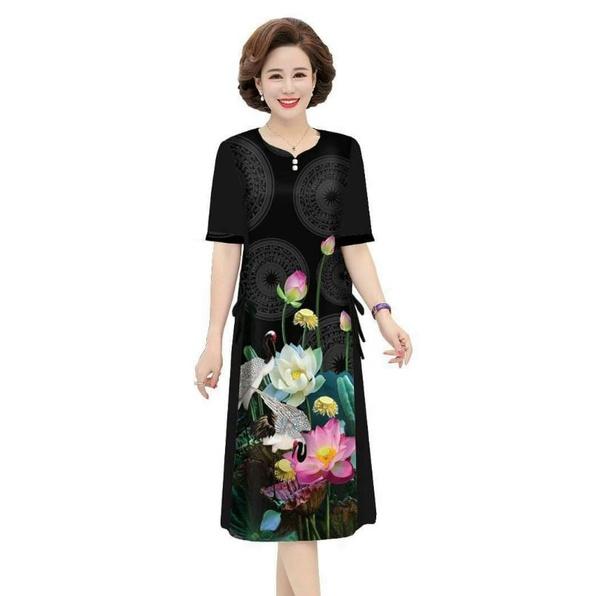 ĐẦM SUÔNG IN HỌA TIẾT ĐÍNH HẠT ĐAN DÂY 2 BÊN