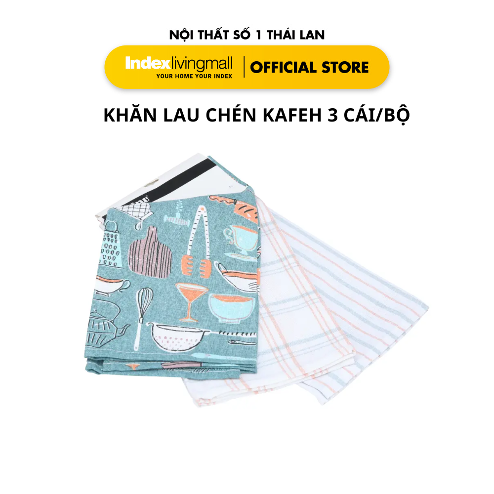 Khăn Bếp Lau Chén Đa Năng KAFEH Nhiều Màu Bộ 3 Cái | Index Living Mall | Nội Thất Nhập Khẩu Thái Lan