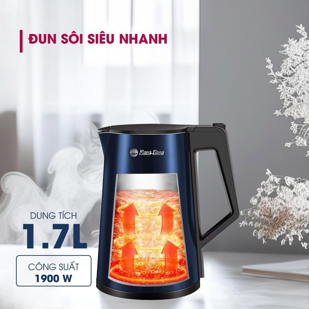 Ấm đun siêu tốc thông minh Rạng Đông Rạng  1,7L model AST17P1.S điều khiển qua app điện thoại, cài đặt hẹn giờ