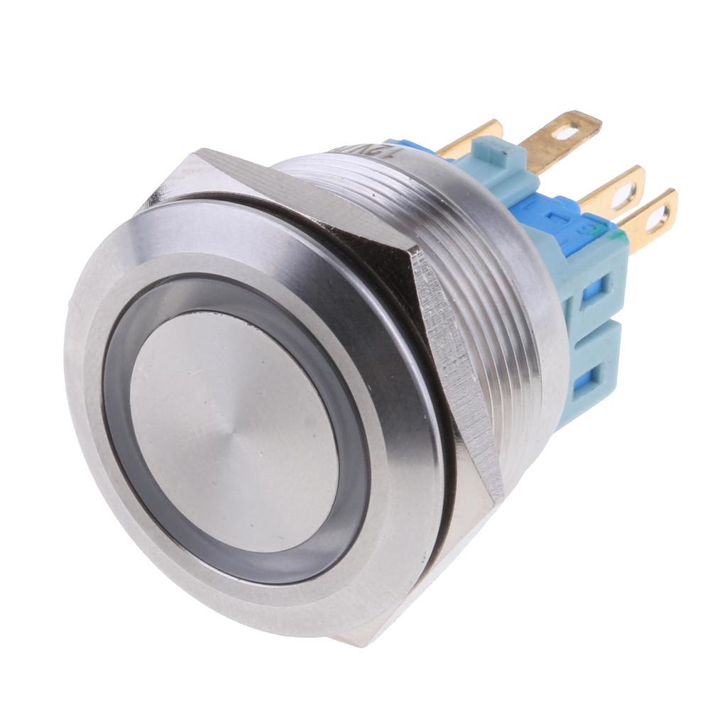 22mm 1NO1NC Stainless Steel 12V LED Momentary Push Button Switch Blue