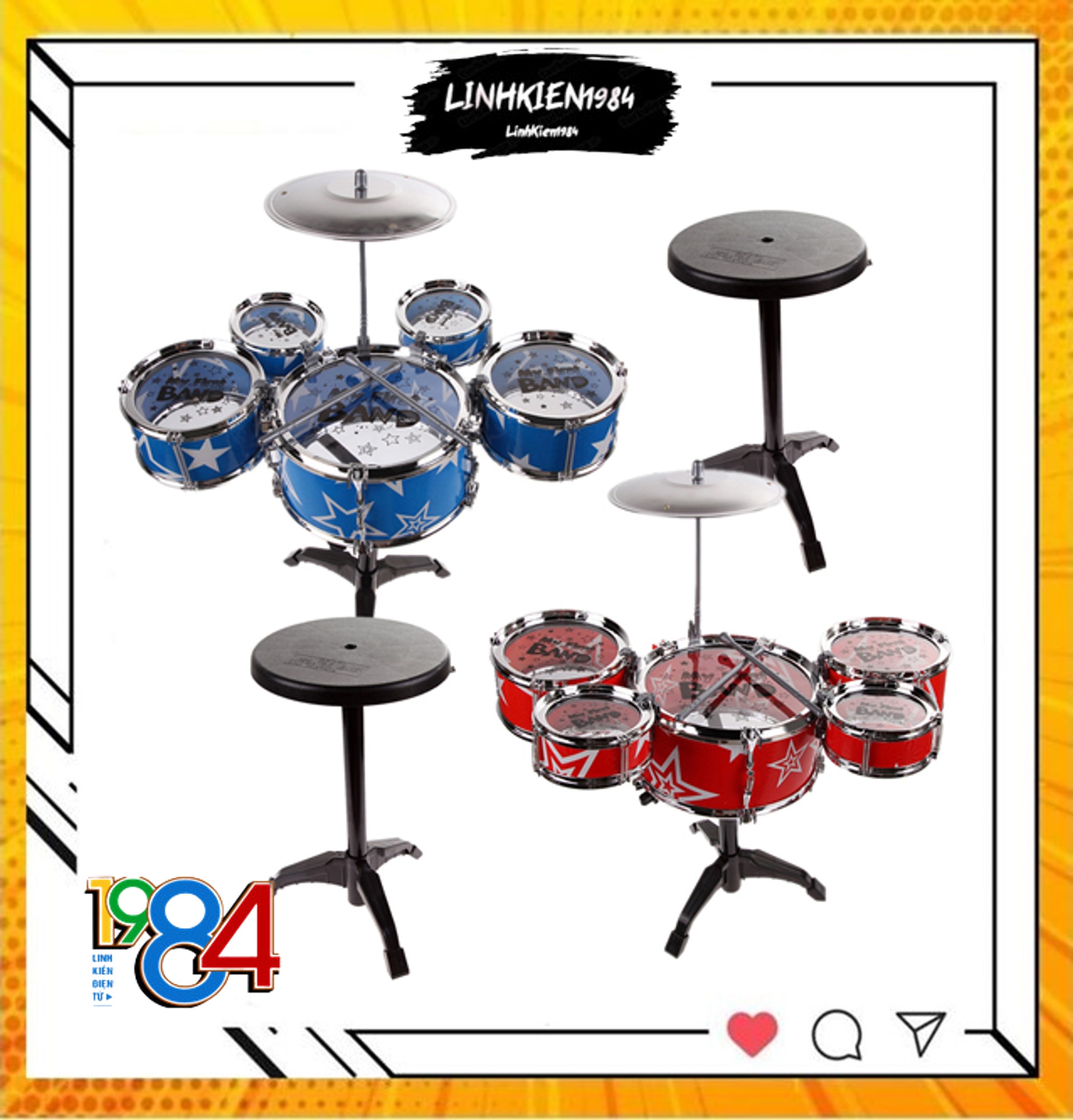 Bộ Trống Jazz Drum 5 Trống Có Ghế Cho Bé