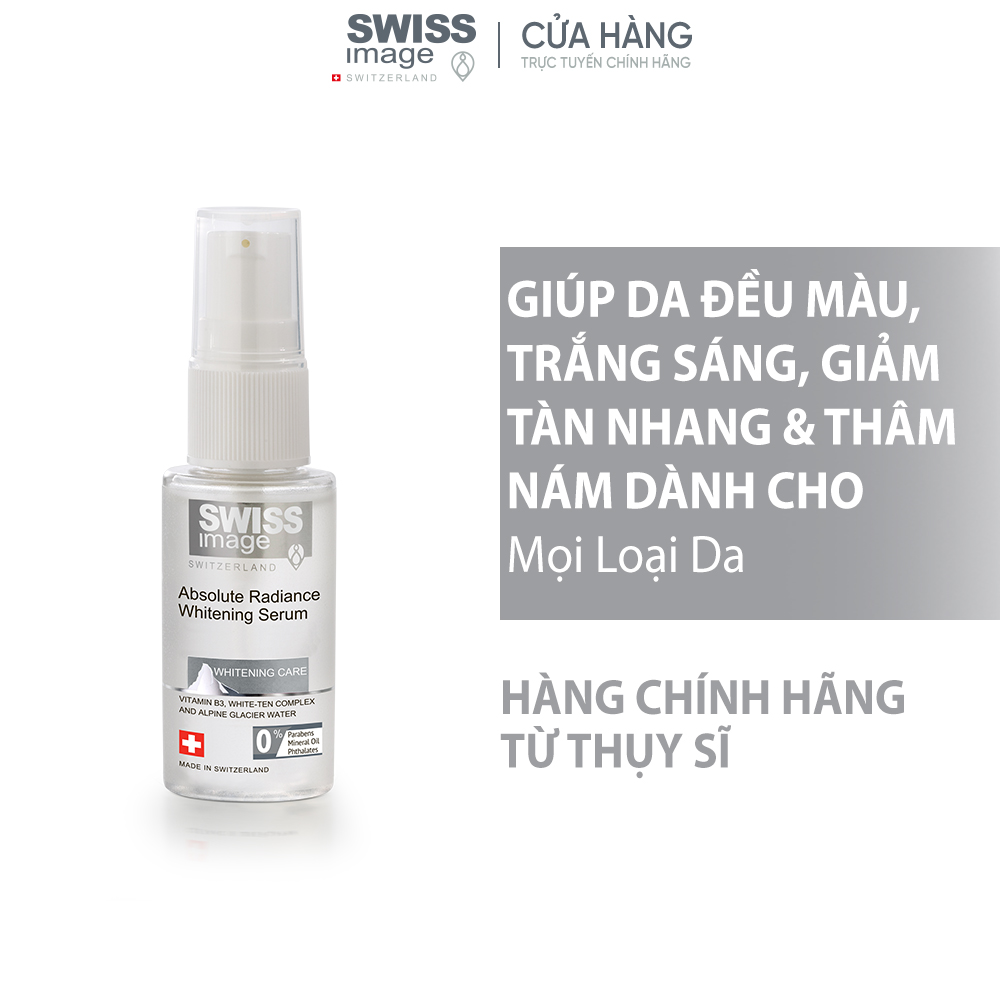 Bộ đôi dưỡng trắng da Swiss Image tinh chất và kem dưỡng trắng da ban đêm hỗ trợ giảm tàn nhang phục hồi da xỉn màu