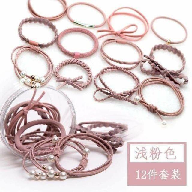 Hộp dây buộc tóc 12 chi tiết