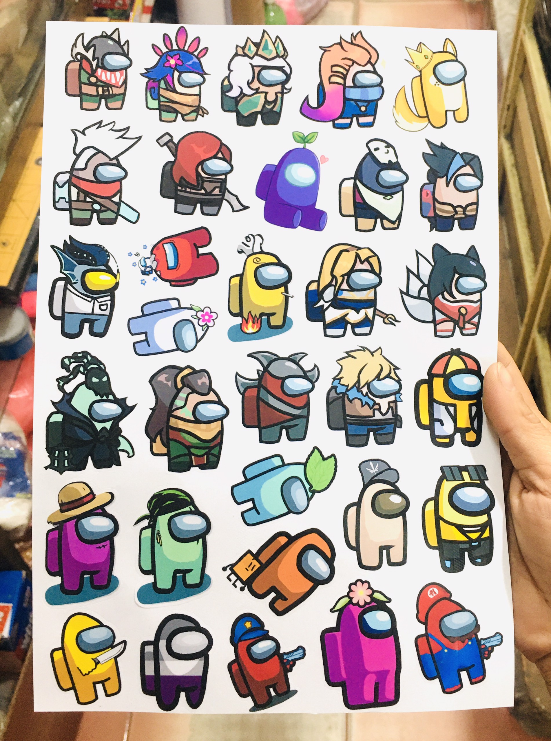 Sticker Among Us set 80 ảnh decal hình dán ép lụa