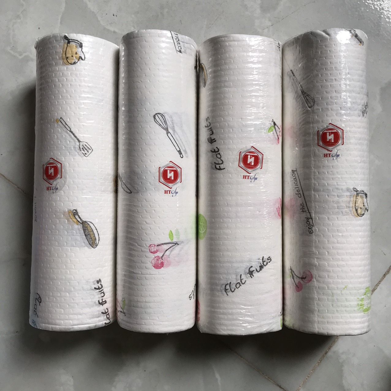 Combo 4 Cuộn giấy lau nhà bếp đa năng KT 25x25cm siêu dai giặt đi tái sử dụng được nhiều lần - Giấy thấm dầu thức ăn