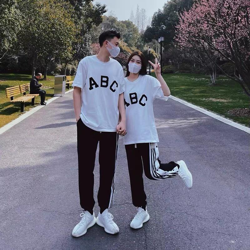 Áo thun nữ ABC form rộng tay lỡ chất vải Cotton NHUNG cao cấp mềm mịn, áo phông đen trắng Unisex nam nữ đẹp