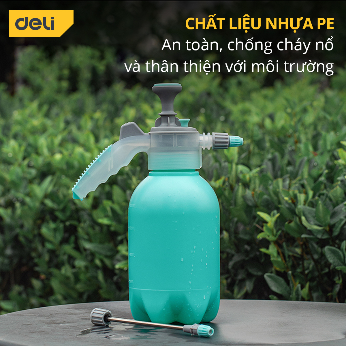 Bình Xịt Tưới Cây Deli 2 Lít, 2 Vòi Dài / Ngắn Tiện Dụng, Phun Sương Tưới Cây Cảnh, Làm Vườn, Chất Liệu An Toàn DL581020